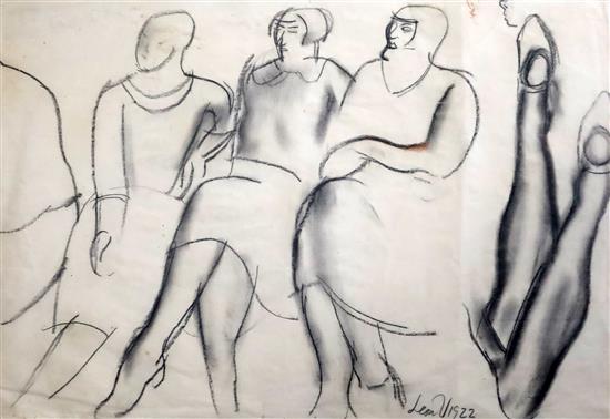 § Leon Underwood (1890-1975) Sketch of three women and stockinged legs 20 x 30in.